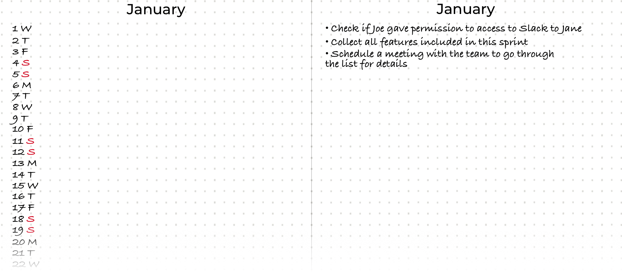 Month log with Sprint Demo first tasks