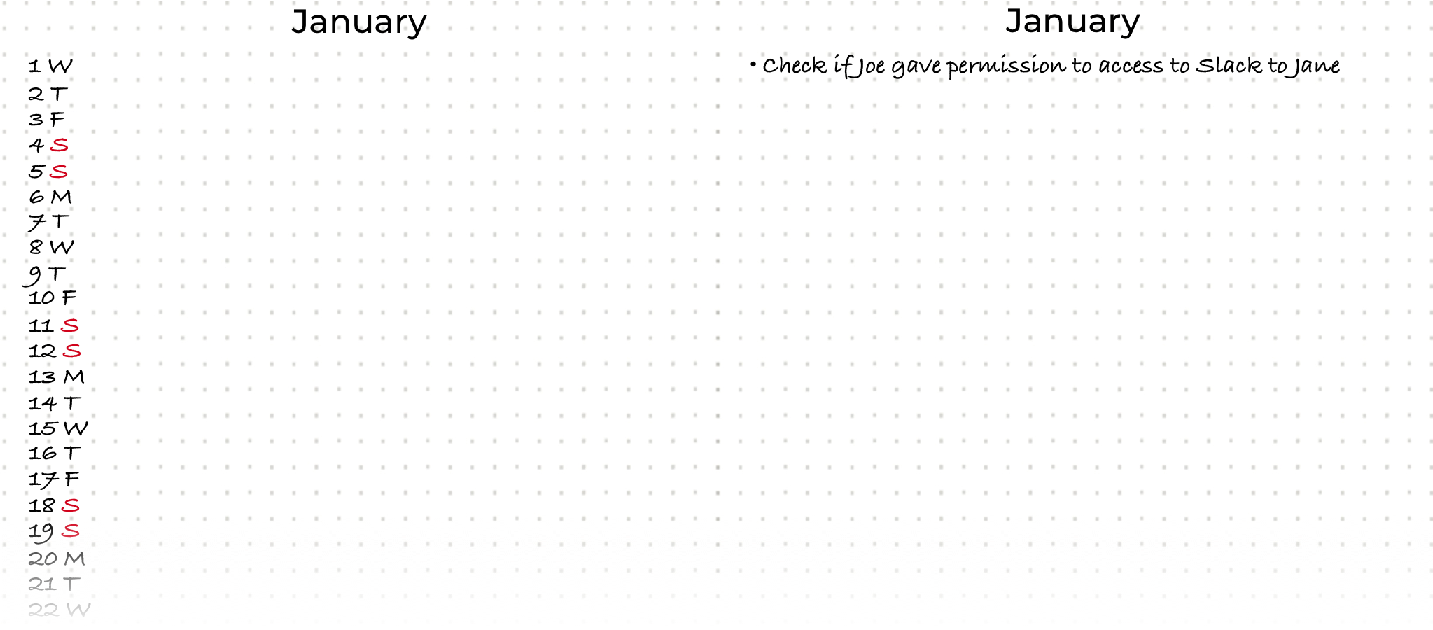 Month Log with the first task